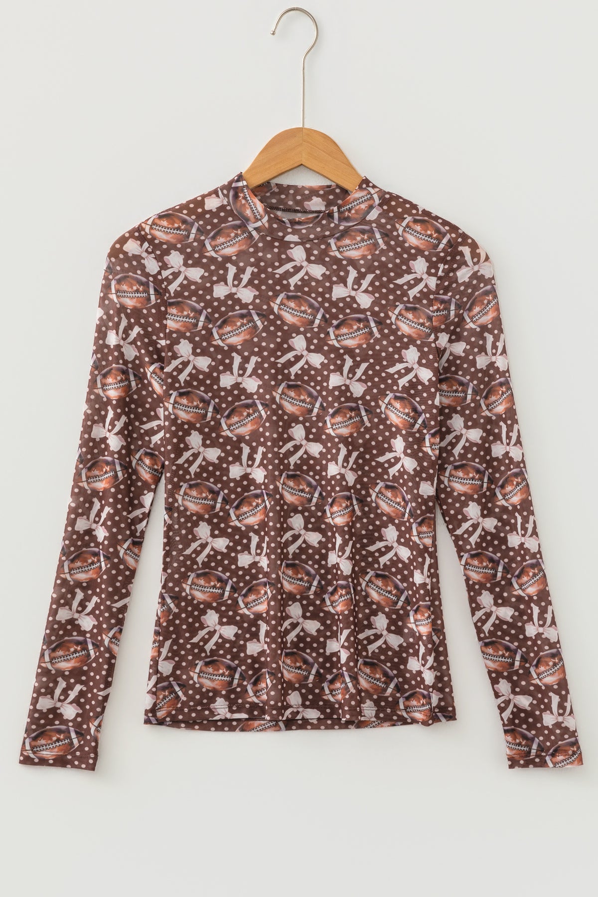 Brown Game Day Vibes Mesh Long Sleeve Top by Dear-Lover, featuring breathable mesh fabric and a stylish long sleeve design.