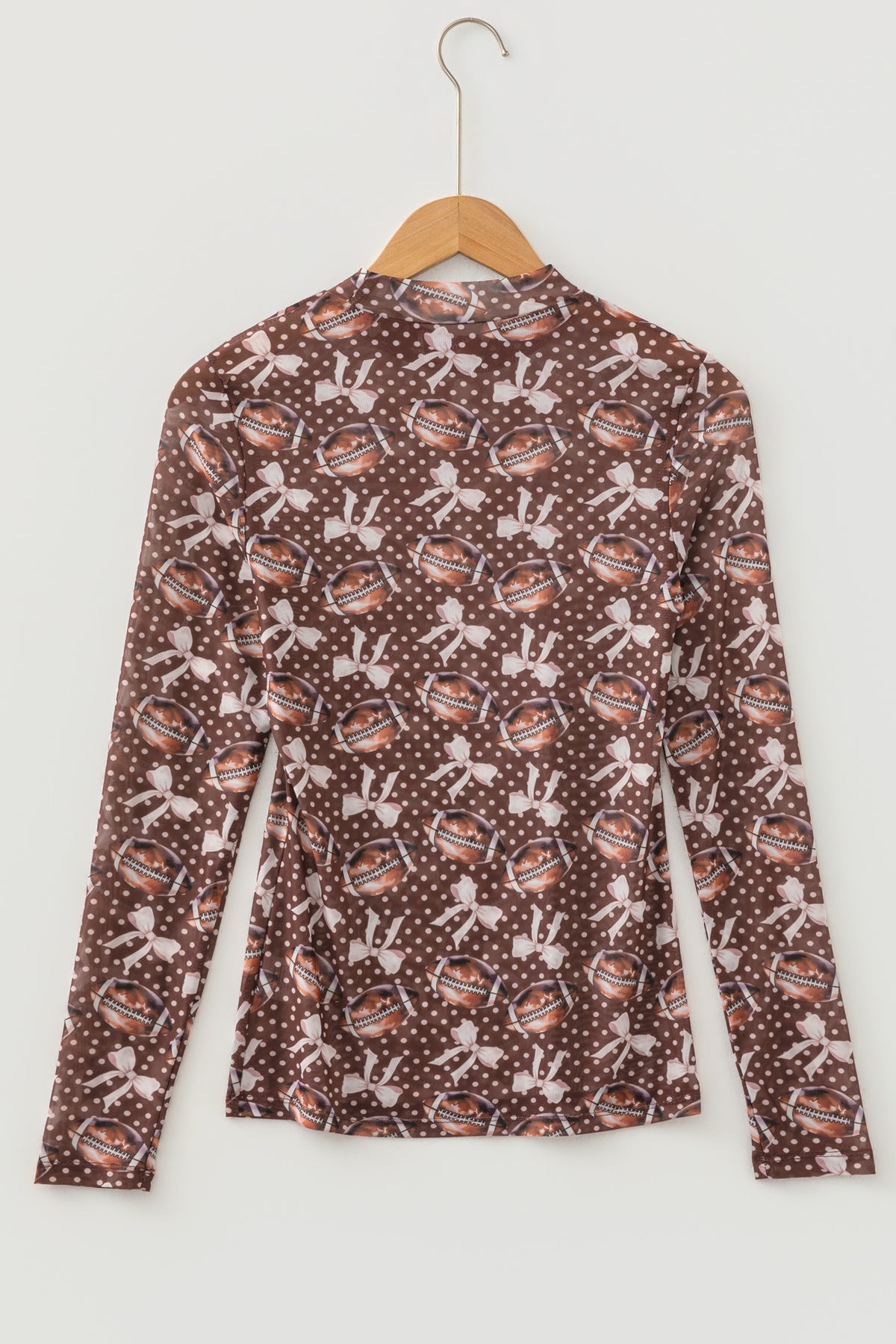 Brown Game Day Vibes mesh long sleeve top by Dear-Lover, featuring a stylish long sleeve design for casual or sportswear.