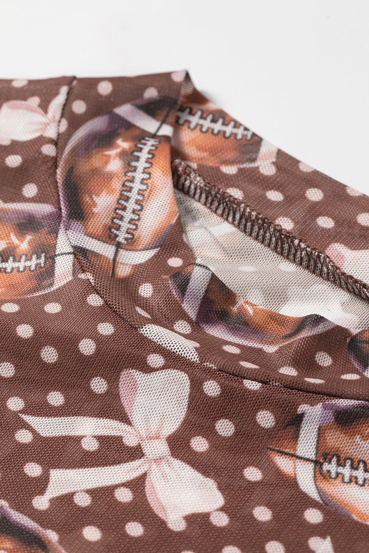 Brown Dear-Lover Game Day Vibes mesh long sleeve top, stylish and breathable long sleeve shirt with graphic design.