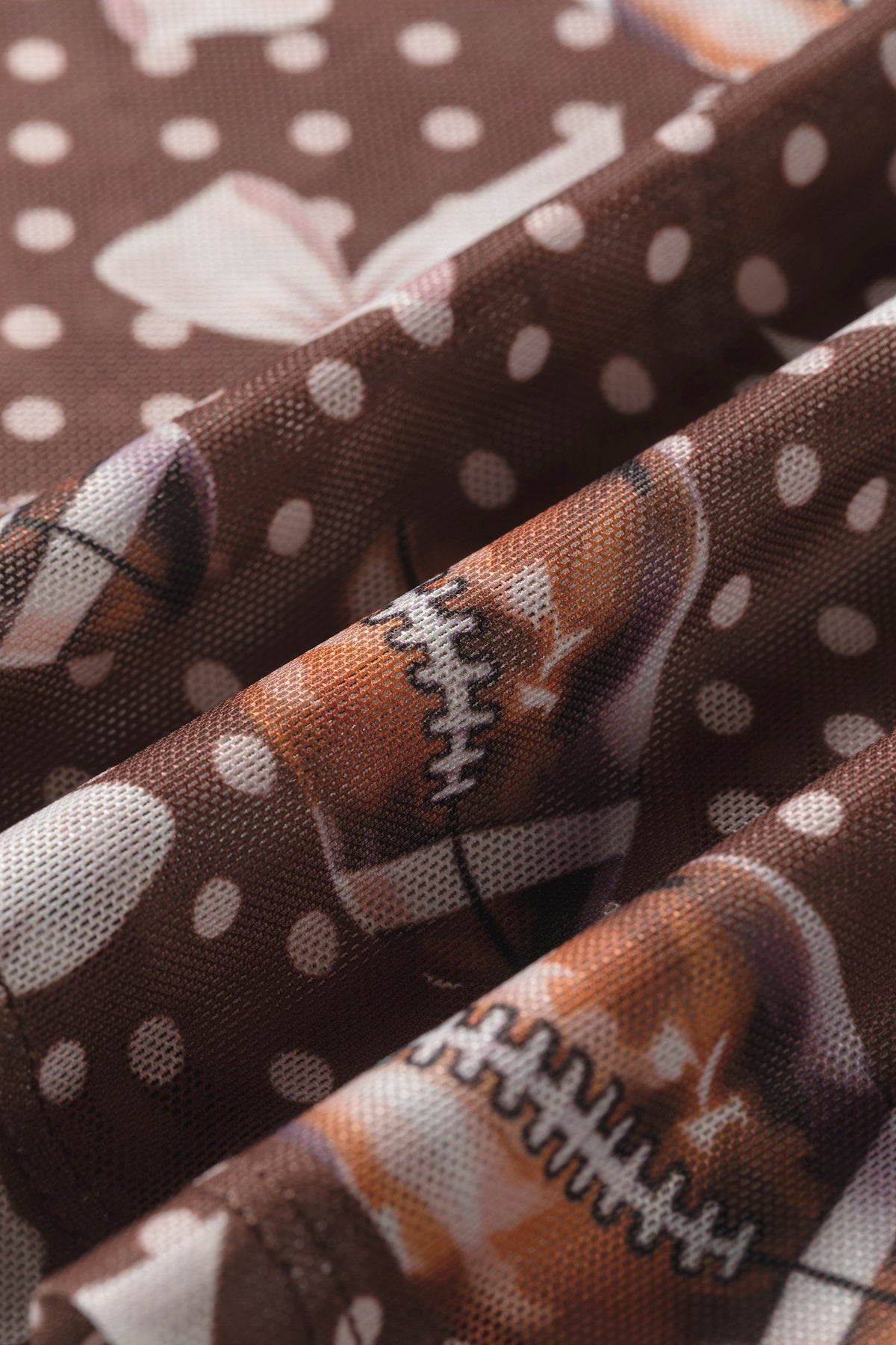 Brown Game Day Vibes mesh long sleeve top by Dear-Lover, featuring a stylish and breathable design for casual or game day wear.