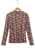 Brown Dear-Lover Game Day Vibes mesh long sleeve top featuring a stylish, breathable design for casual or sports wear.