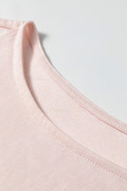 Dear-Lover pink ruffle sleeve long sleeve pullover top, loose fit, lightweight gossamer fabric, casual style, soft pink color.