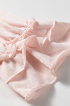 Gossamer Pink Ruffle Sleeve Long Sleeve Pullover Top by Dear-Lover, loose fit, lightweight cotton-polyester blend, stylish and comfortable.