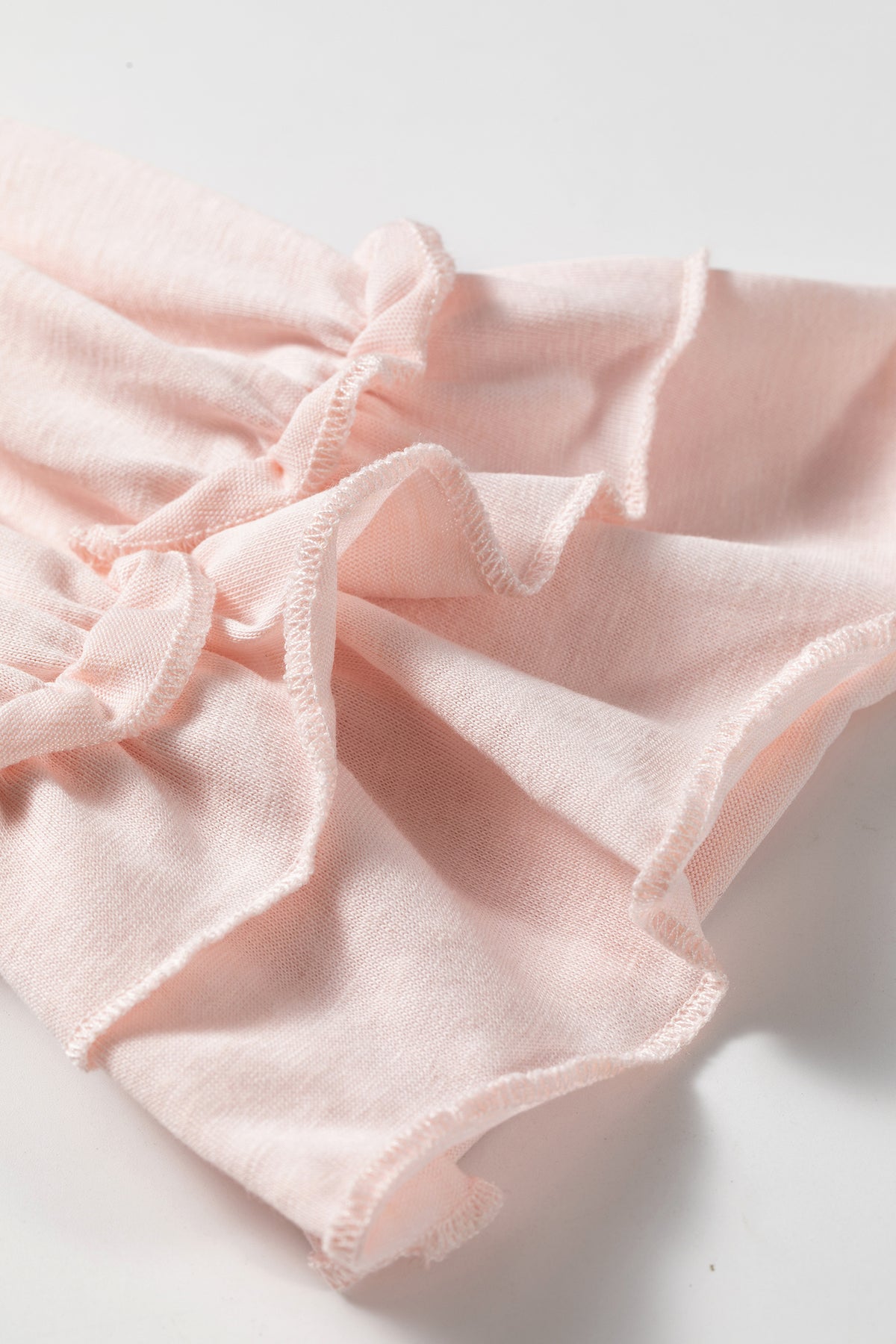 Gossamer Pink Ruffle Sleeve Long Sleeve Pullover Top by Dear-Lover, loose fit, lightweight cotton-polyester blend, stylish and comfortable.