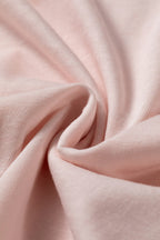 Gossamer pink ruffle sleeve long sleeve loose pullover top by Dear-Lover, made of cotton-polyester blend, stylish and comfortable.