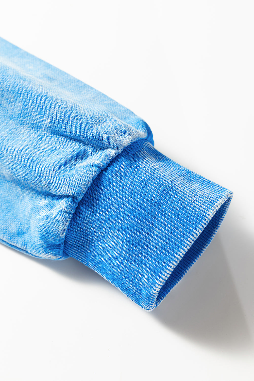 Blue mineral wash Dear-Lover sweatshirt with raw seams, double patched pockets, and a pullover design, made from cotton and polyester.