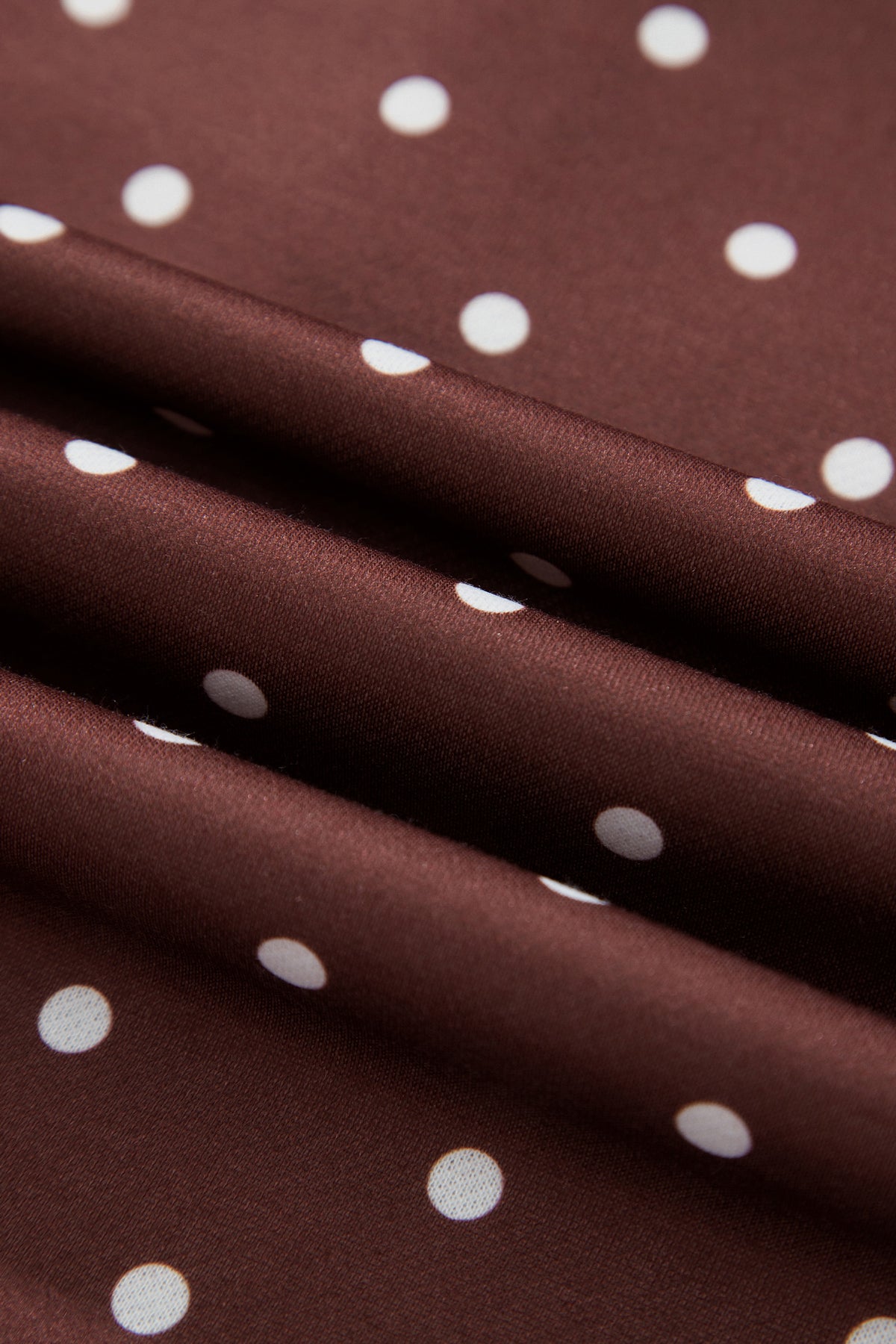 Brown polka dot print casual sweatshirt with metal button collar by Dear-Lover, made of polyester, perfect for relaxed everyday wear.