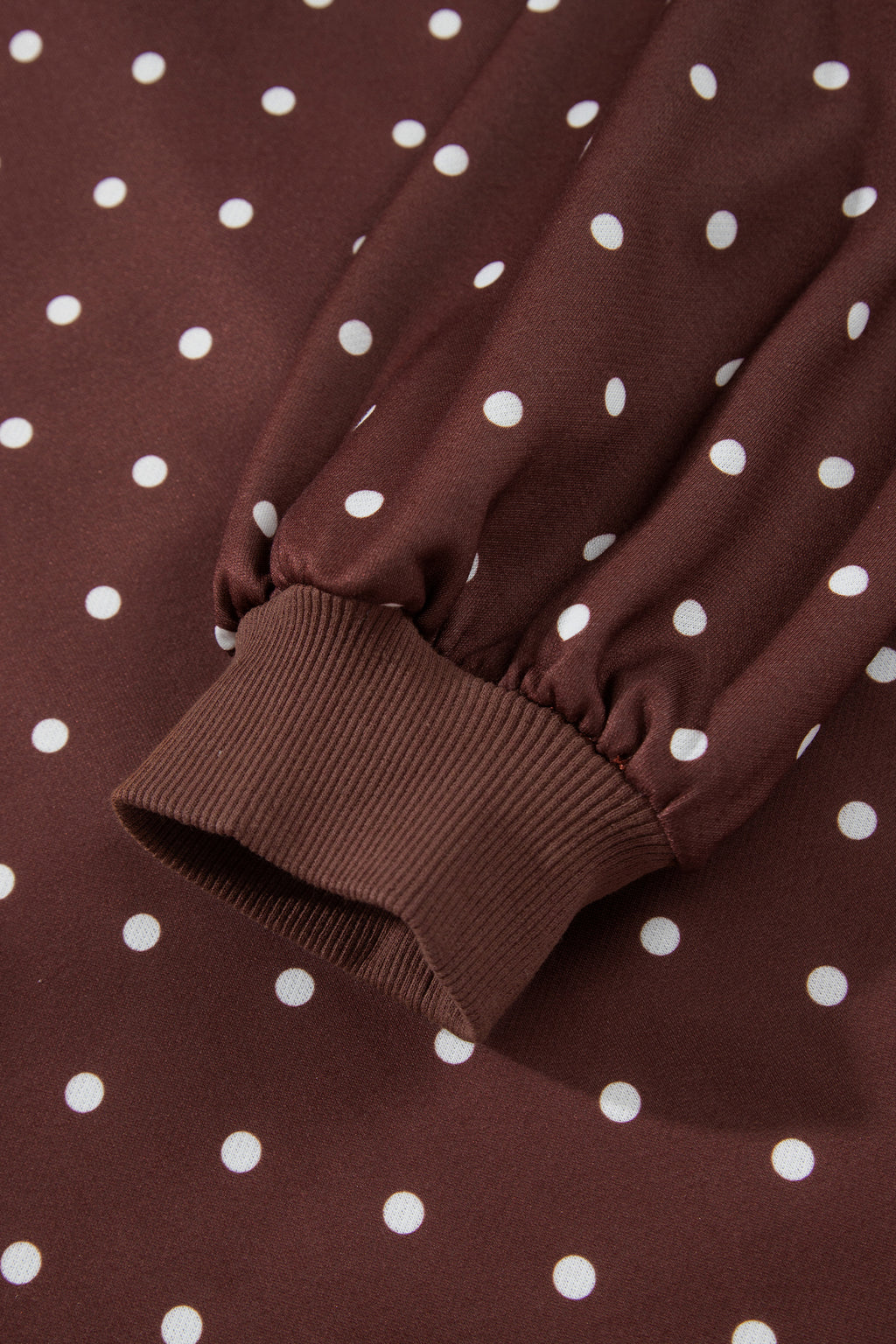 Brown polka dot print casual sweatshirt with metal button collar from Dear-Lover, made of 100% polyester, perfect for everyday wear.