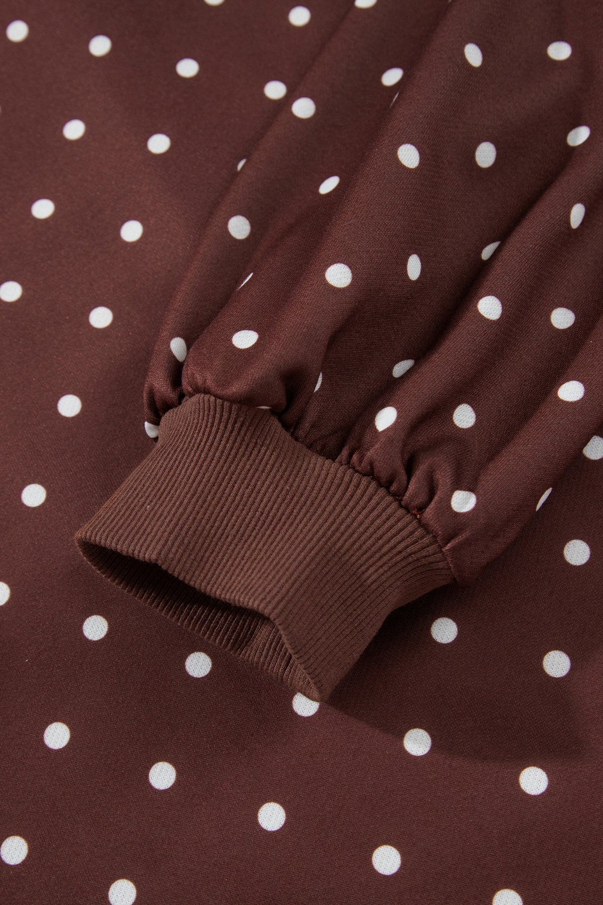 Brown polka dot print casual sweatshirt with metal button collar from Dear-Lover, made of 100% polyester, perfect for everyday wear.