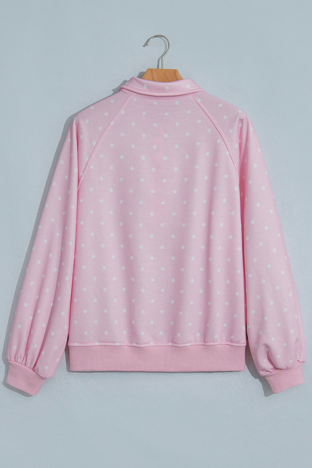 Brown polka dot print casual sweatshirt with metal button collar, made from polyester, by Dear-Lover Dropshipping.