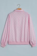 Brown polka dot print casual sweatshirt with metal button collar, made from polyester, by Dear-Lover Dropshipping.