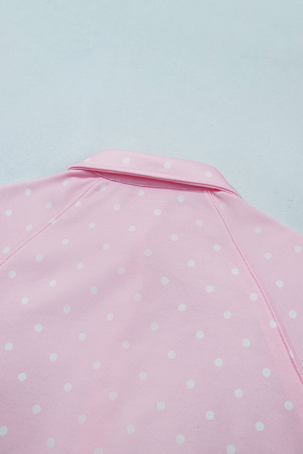 Brown polka dot print casual sweatshirt with metal button collar, Dear-Lover brand, made of 100% polyester, perfect for comfortable everyday wear.