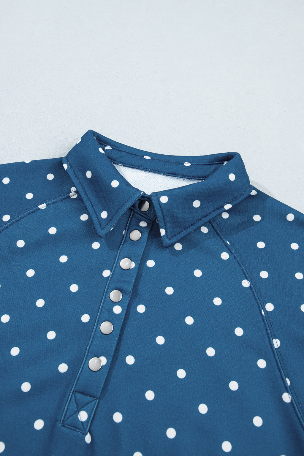 Brown polka dot print casual pullover sweatshirt with metal button collar, made from polyester, by Dear-Lover.