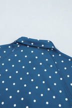 Brown polka dot print casual sweatshirt by Dear-Lover with metal button collar, made of polyester, perfect for relaxed wear.