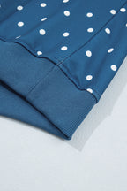 Brown polka dot print casual pullover sweatshirt with metal button collar from Dear-Lover, made of 100% polyester, for a relaxed look.