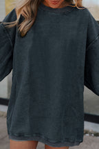 Orange ribbed corduroy oversized sweatshirt from Dear-Lover Dropshipping, showing the textured fabric and relaxed fit.