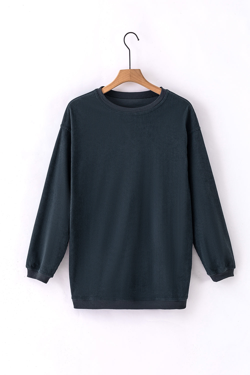 Orange ribbed corduroy oversized sweatshirt by Dear-Lover Dropshipping, featuring a cozy, textured fabric and relaxed fit on a casual top.