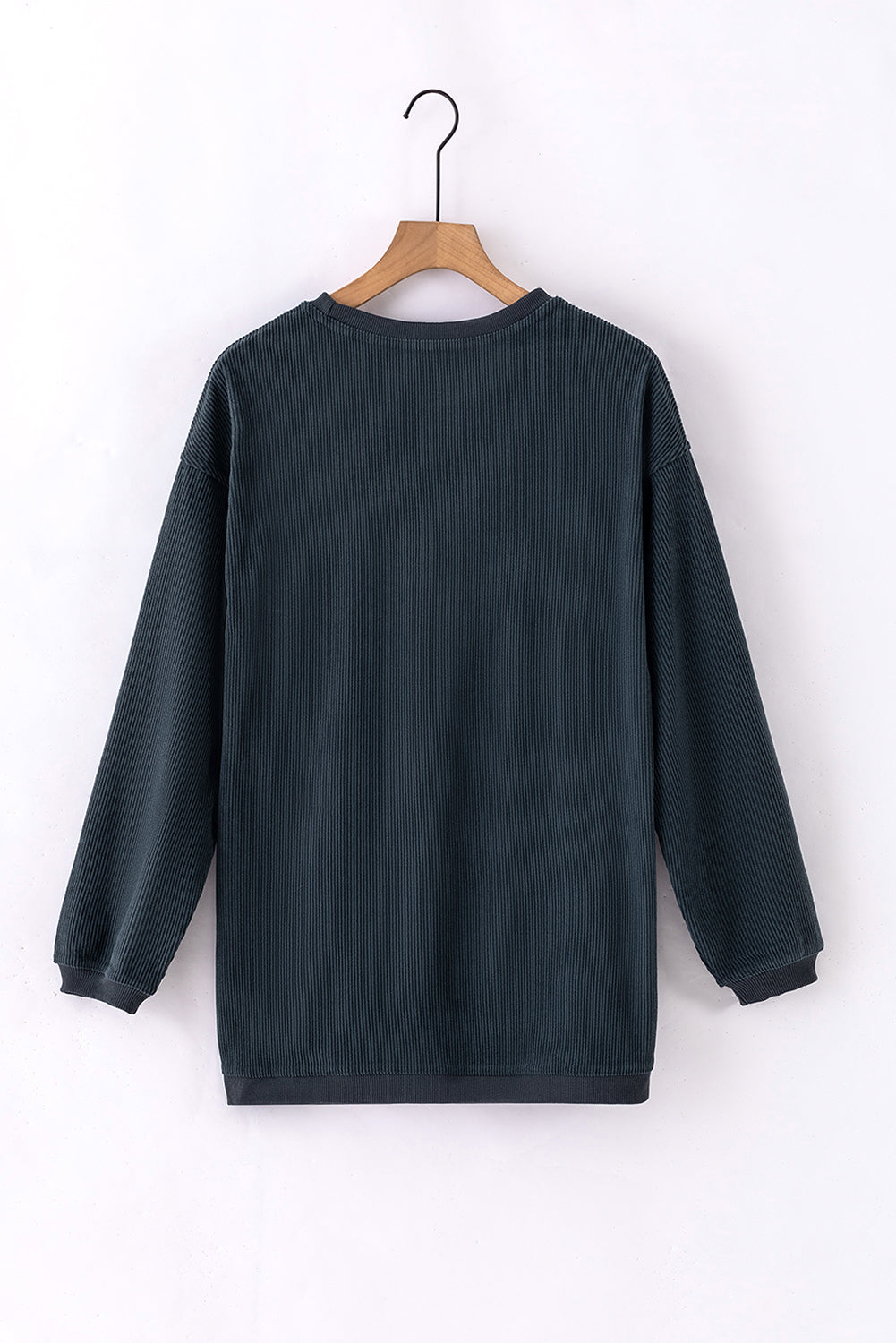 Orange Dear-Lover oversized ribbed corduroy sweatshirt, casual long-sleeve top with a relaxed fit and textured fabric.