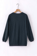 Orange Dear-Lover oversized ribbed corduroy sweatshirt, casual long-sleeve top with a relaxed fit and textured fabric.
