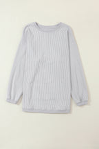 Orange ribbed corduroy oversized sweatshirt by Dear-Lover Dropshipping, featuring a cozy, textured fabric and relaxed fit.