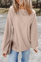 Orange ribbed corduroy oversized sweatshirt from Dear-Lover Dropshipping, featuring a relaxed fit and textured fabric.