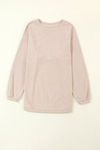 Orange ribbed corduroy oversized sweatshirt from Dear-Lover Dropshipping, featuring a cozy, textured fabric and relaxed fit.