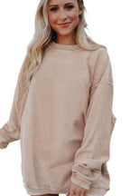 Orange ribbed corduroy oversized sweatshirt from Dear-Lover, featuring a cozy, relaxed fit with textured fabric detail.