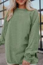 Orange ribbed corduroy oversized sweatshirt by Dear-Lover Dropshipping, featuring a cozy, relaxed fit and textured fabric.