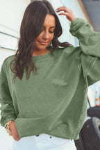 Orange ribbed corduroy oversized sweatshirt from Dear-Lover Dropshipping, featuring a cozy, relaxed fit and textured fabric.