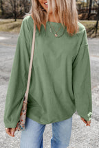 Orange ribbed corduroy oversized sweatshirt by Dear-Lover Dropshipping, featuring a cozy, relaxed fit and textured fabric.