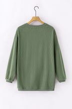Orange ribbed corduroy oversized sweatshirt from Dear-Lover Dropshipping, featuring a cozy, relaxed fit and textured fabric.