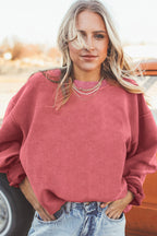 Orange ribbed corduroy oversized sweatshirt by Dear-Lover Dropshipping, featuring a cozy, textured fabric and relaxed fit.