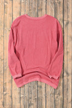 Orange ribbed corduroy oversized sweatshirt by Dear-Lover, featuring a cozy, relaxed fit and textured fabric for stylish comfort.