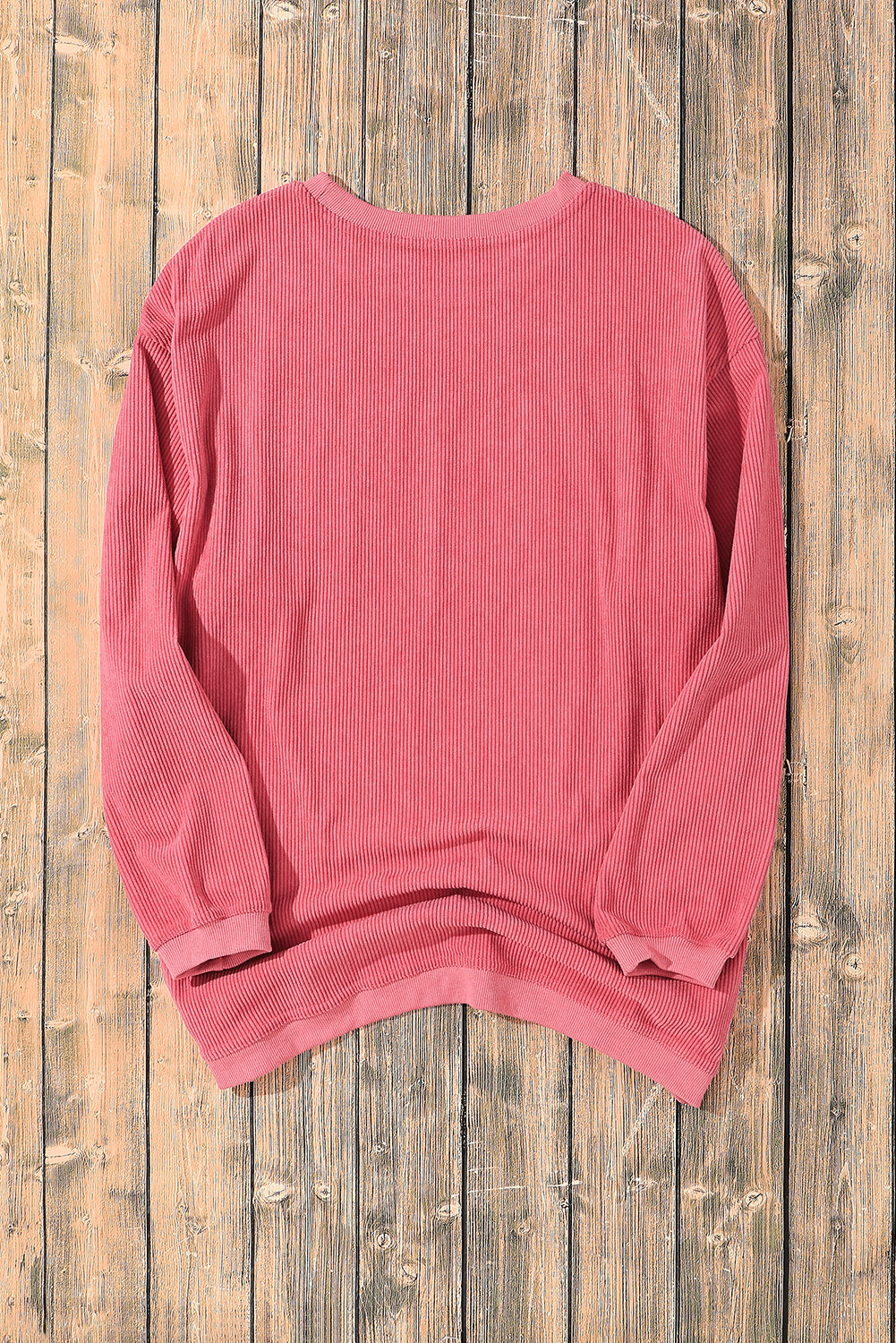 Orange ribbed corduroy oversized sweatshirt by Dear-Lover, featuring a cozy, relaxed fit and textured fabric for stylish comfort.