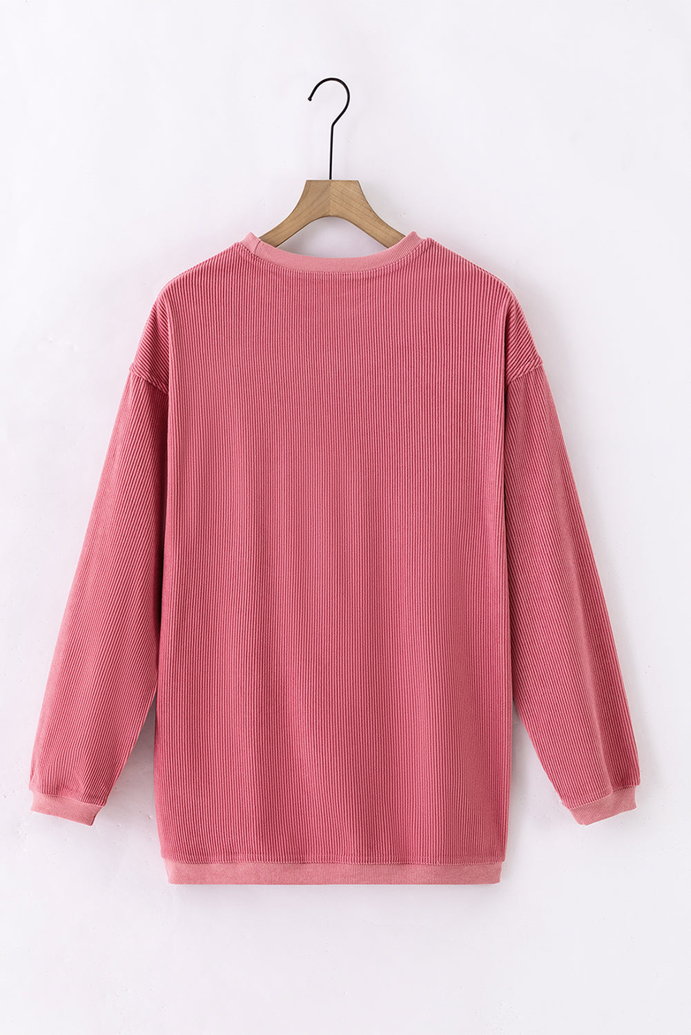 Orange ribbed corduroy oversized sweatshirt from Dear-Lover Dropshipping, showcasing cozy, textured top with a relaxed fit.