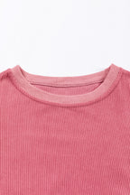 Orange ribbed corduroy oversized sweatshirt from Dear-Lover Dropshipping, featuring a cozy, textured fabric and relaxed fit.