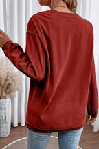 Orange ribbed corduroy oversized sweatshirt from Dear-Lover Dropshipping, featuring a cozy, relaxed fit and textured fabric.
