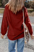 Orange ribbed corduroy oversized sweatshirt from Dear-Lover Dropshipping, featuring a cozy, relaxed fit and textured fabric.