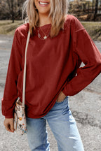 Orange ribbed corduroy oversized sweatshirt by Dear-Lover Dropshipping, featuring a cozy, textured fabric and relaxed fit.