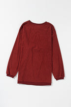 Orange ribbed corduroy oversized sweatshirt by Dear-Lover Dropshipping, featuring a cozy, relaxed fit with textured fabric.