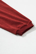 Orange ribbed corduroy oversized sweatshirt from Dear-Lover, featuring a cozy, relaxed fit and textured fabric for casual style.