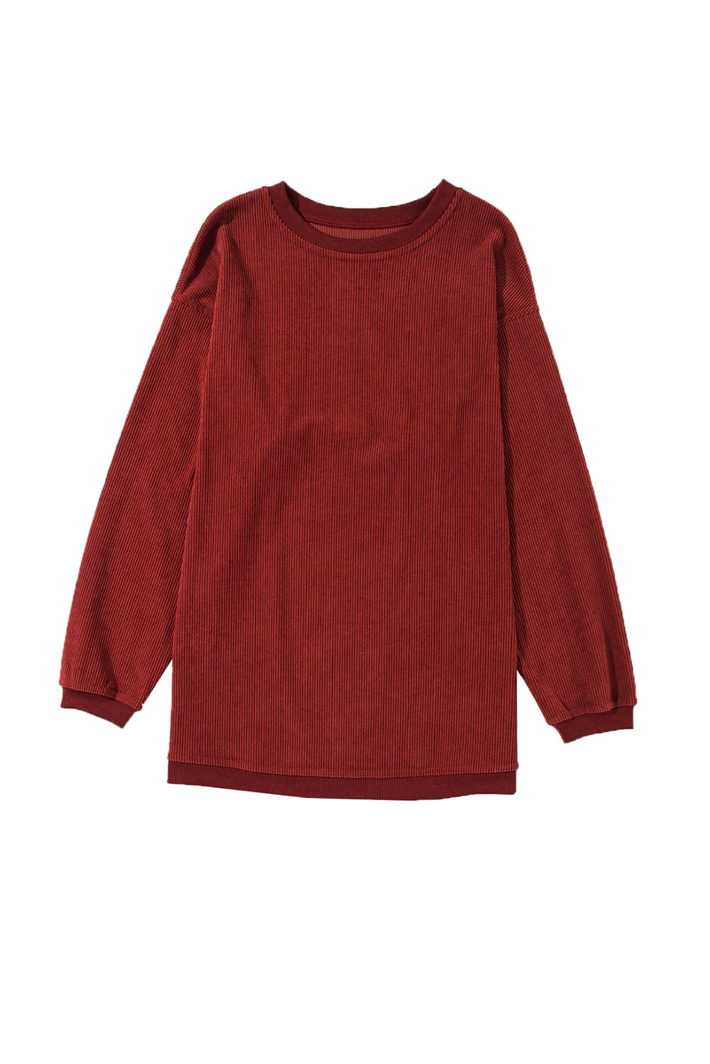 Orange ribbed corduroy oversized sweatshirt by Dear-Lover, featuring a cozy, textured fabric and relaxed fit.