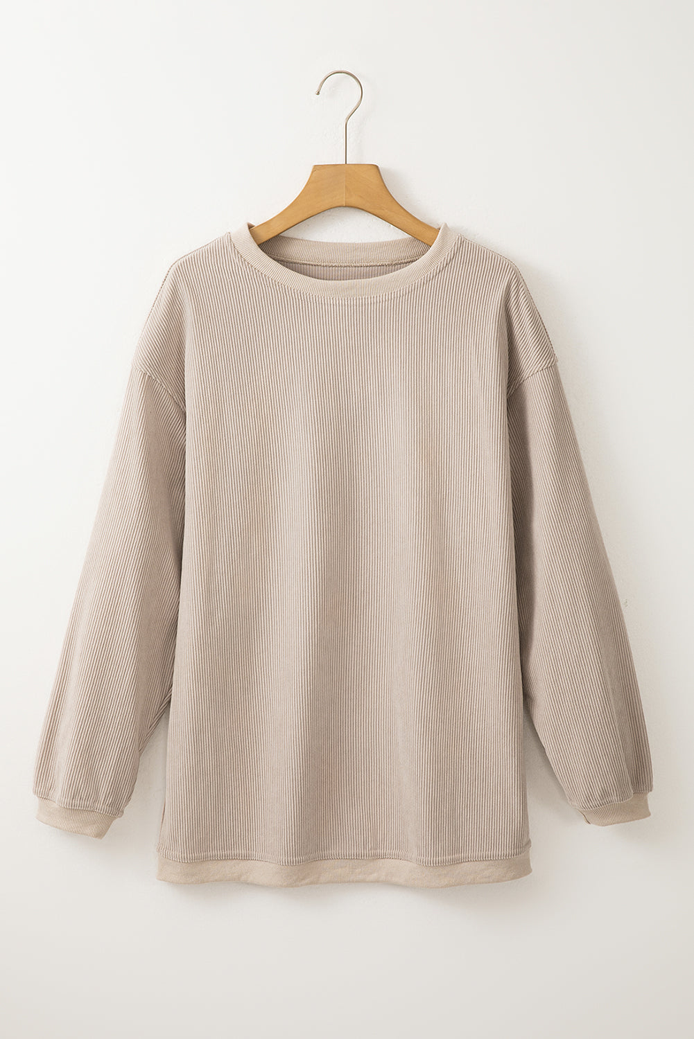 Orange ribbed corduroy oversized sweatshirt from Dear-Lover, featuring a cozy, textured fabric and relaxed fit.