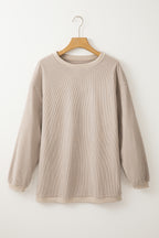 Orange ribbed corduroy oversized sweatshirt from Dear-Lover, featuring a cozy, textured fabric and relaxed fit.