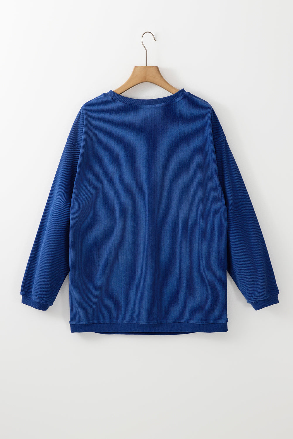 Orange ribbed corduroy oversized sweatshirt from Dear-Lover, featuring a cozy, relaxed fit and soft polyester fabric.