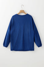 Orange ribbed corduroy oversized sweatshirt from Dear-Lover, featuring a cozy, relaxed fit and soft polyester fabric.