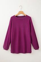 Orange ribbed corduroy oversized sweatshirt from Dear-Lover Dropshipping, featuring a cozy, relaxed fit and textured fabric.