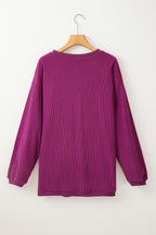 Orange ribbed corduroy oversized sweatshirt from Dear-Lover, featuring a cozy, relaxed fit and textured fabric for casual wear.
