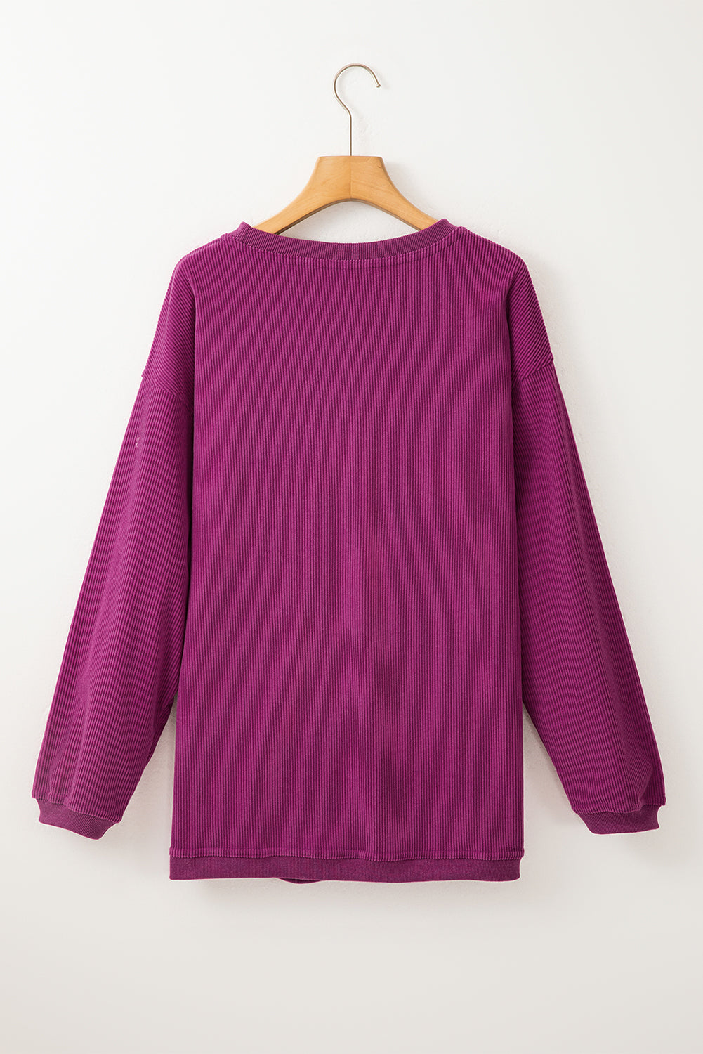 Orange ribbed corduroy oversized sweatshirt from Dear-Lover, featuring a cozy, relaxed fit and textured fabric for casual wear.