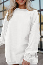 Orange ribbed corduroy oversized sweatshirt by Dear-Lover, featuring a cozy, relaxed fit and textured fabric for casual comfort.